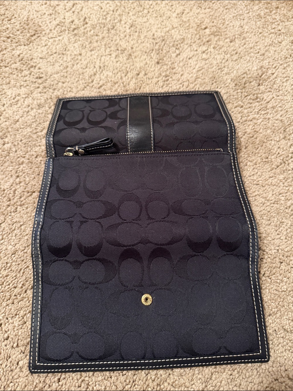 Coach Black Signature Canvas Continental Wallet with Leather Trim - Picture 4 of 5